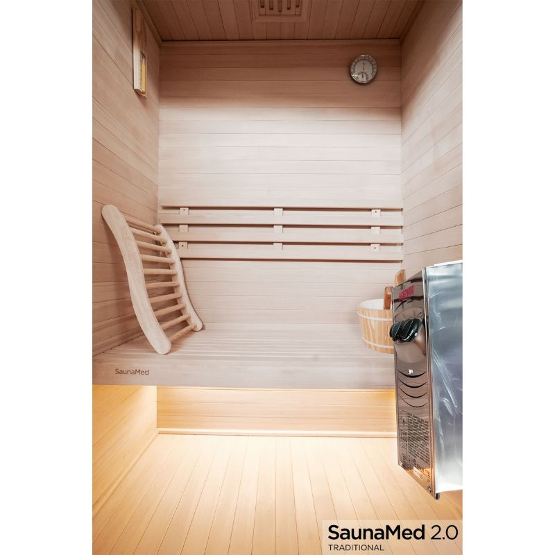 SaunaMed 2 Person Traditional Hemlock Domestic Indoor Sauna
