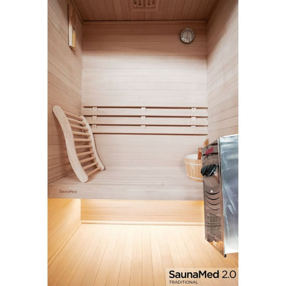 SaunaMed 2 Person Traditional Hemlock Domestic Indoor Sauna