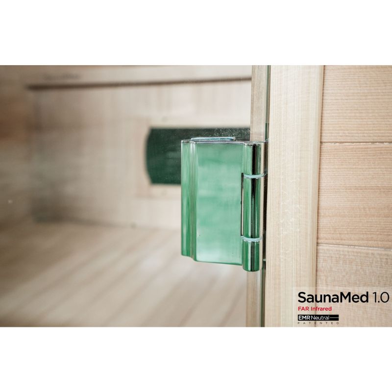 SaunaMed 3 Person Classic Hemlock FAR Infrared Domestic Indoor Sauna - EMR Neutral - 13A Plug & Play
