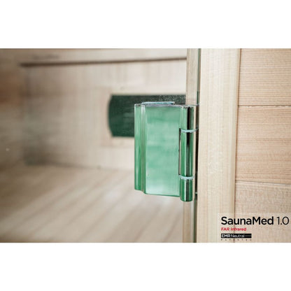 SaunaMed 3 Person Classic Hemlock FAR Infrared Domestic Indoor Sauna - EMR Neutral - 13A Plug & Play
