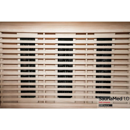 SaunaMed 3 Person Classic Hemlock FAR Infrared Domestic Indoor Sauna - EMR Neutral - 13A Plug & Play