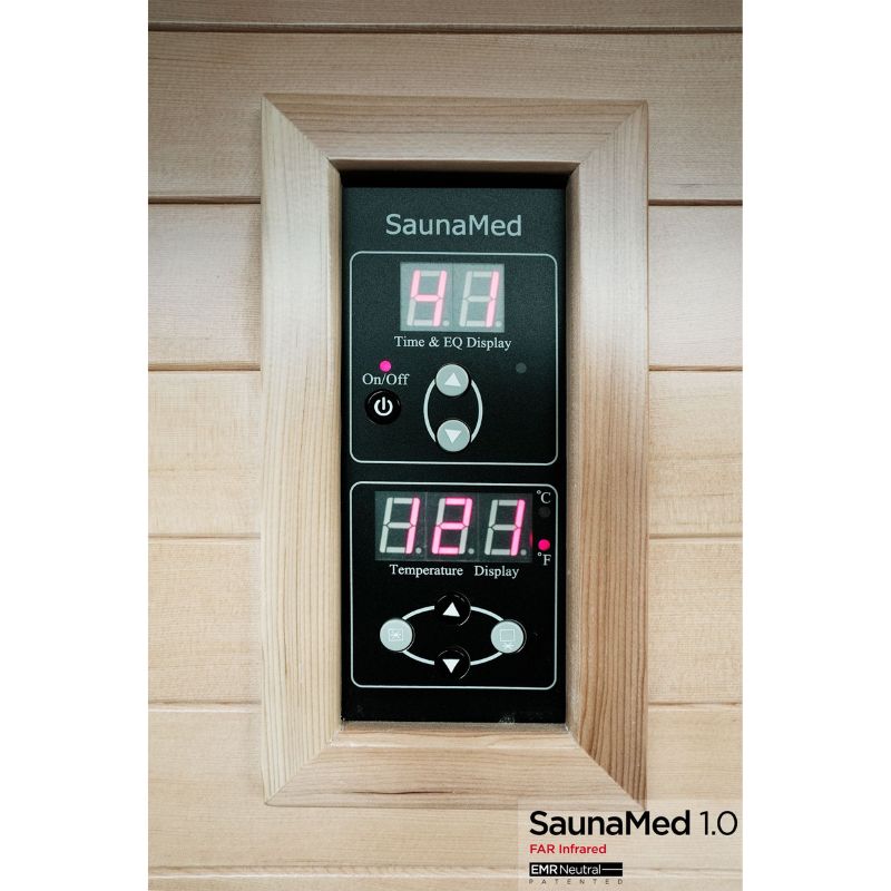 SaunaMed 3 Person Classic Hemlock FAR Infrared Domestic Indoor Sauna - EMR Neutral - 13A Plug & Play