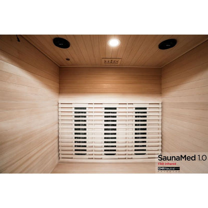 SaunaMed 3 Person Classic Hemlock FAR Infrared Domestic Indoor Sauna - EMR Neutral - 13A Plug & Play