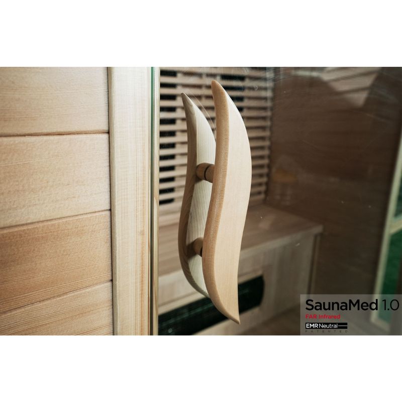 SaunaMed 3 Person Classic Hemlock FAR Infrared Domestic Indoor Sauna - EMR Neutral - 13A Plug & Play
