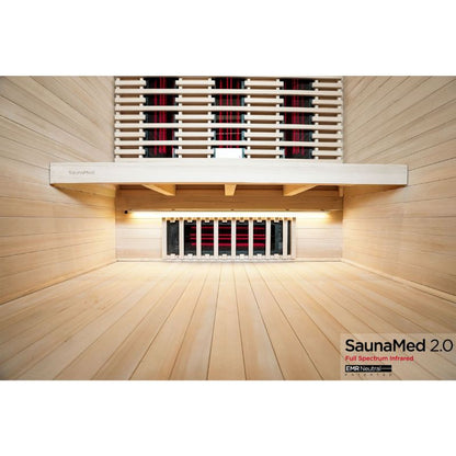 SaunaMed 3 Person Full Spectrum Infrared Hemlock Domestic Indoor Sauna - EMR Neutral - 13A Plug & Play