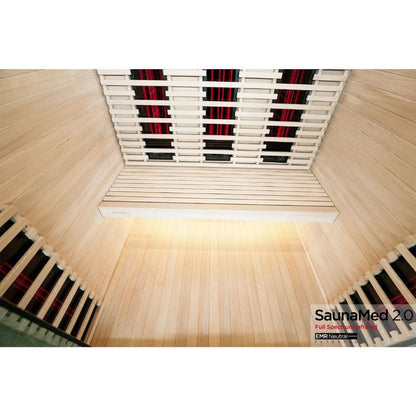 SaunaMed 3 Person Full Spectrum Infrared Hemlock Domestic Indoor Sauna - EMR Neutral - 13A Plug & Play