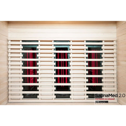 SaunaMed 3 Person Full Spectrum Infrared Hemlock Domestic Indoor Sauna - EMR Neutral - 13A Plug & Play
