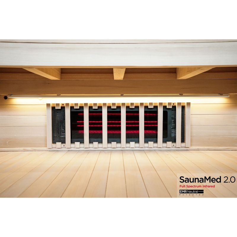SaunaMed 3 Person Full Spectrum Infrared Hemlock Domestic Indoor Sauna - EMR Neutral - 13A Plug & Play