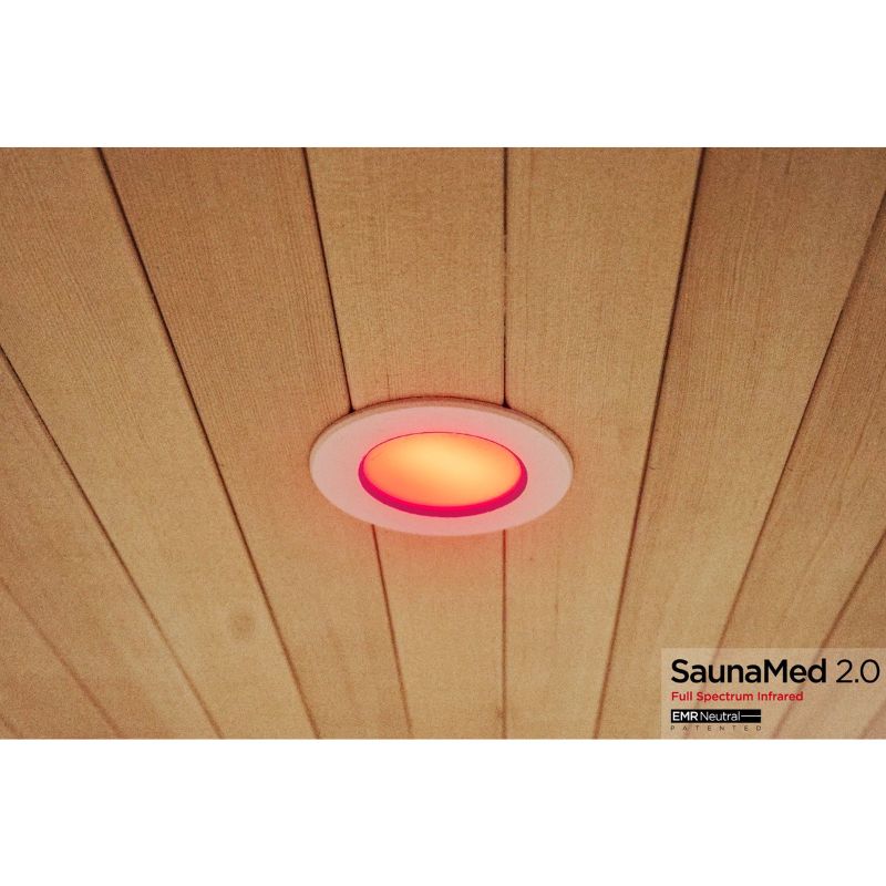 SaunaMed 3 Person Full Spectrum Infrared Hemlock Domestic Indoor Sauna - EMR Neutral - 13A Plug & Play