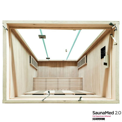 SaunaMed 3 Person Full Spectrum Infrared Hemlock Domestic Indoor Sauna - EMR Neutral - 13A Plug & Play
