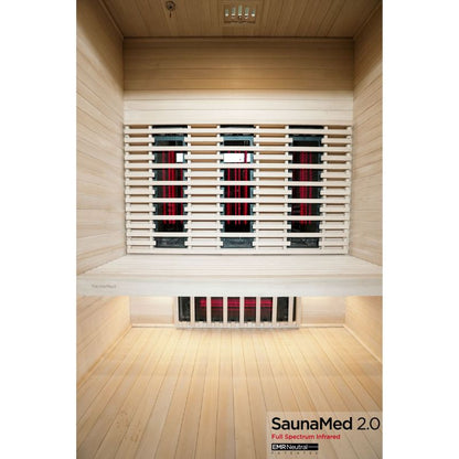 SaunaMed 3 Person Full Spectrum Infrared Hemlock Domestic Indoor Sauna - EMR Neutral - 13A Plug & Play