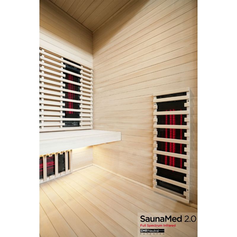 SaunaMed 3 Person Full Spectrum Infrared Hemlock Domestic Indoor Sauna - EMR Neutral - 13A Plug & Play