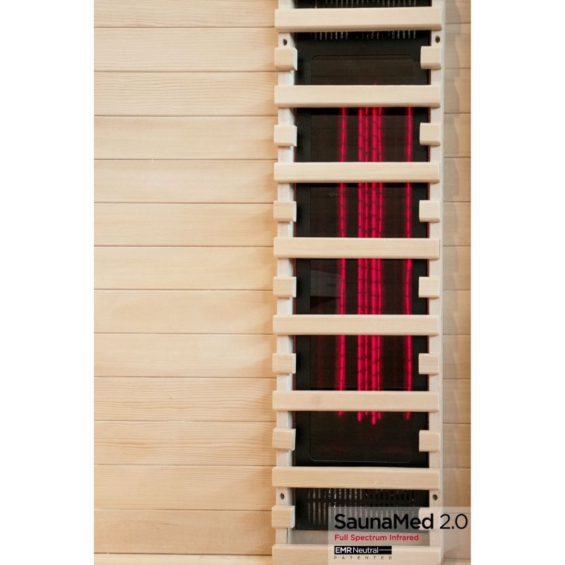 SaunaMed 3 Person Full Spectrum Infrared Hemlock Domestic Indoor Sauna - EMR Neutral - 13A Plug & Play