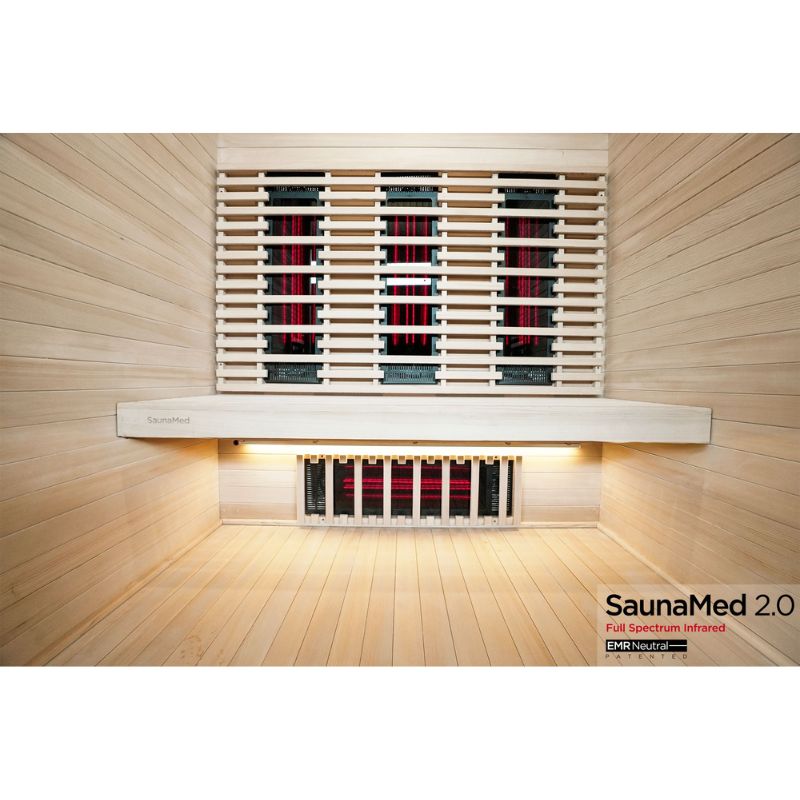 SaunaMed 3 Person Full Spectrum Infrared Hemlock Domestic Indoor Sauna - EMR Neutral - 13A Plug & Play