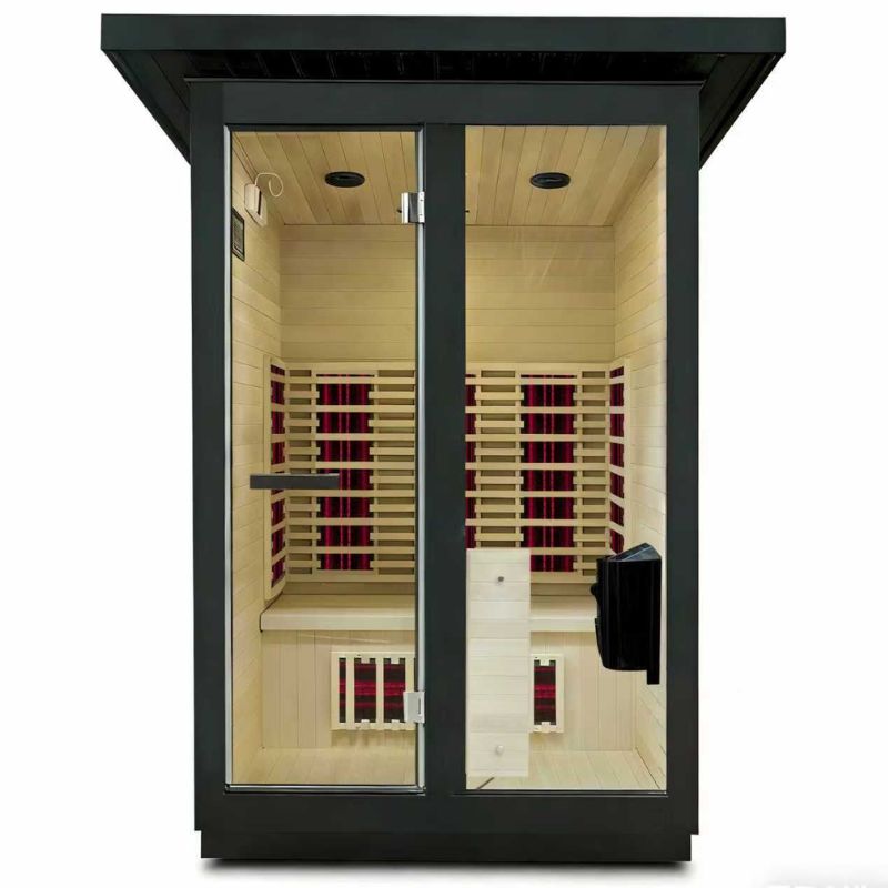 SaunaMed 3 Person Hybrid Ready Full Spectrum Infrared Black Edition Domestic Outdoor Sauna - EMR Neutral - 13A Plug & Play