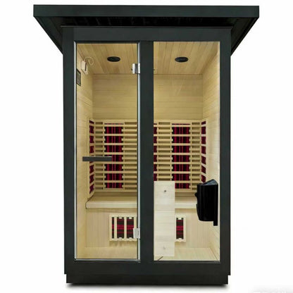 SaunaMed 3 Person Hybrid Ready Full Spectrum Infrared Black Edition Domestic Outdoor Sauna - EMR Neutral - 13A Plug & Play