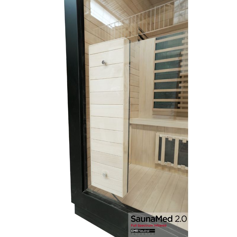 SaunaMed 3 Person Hybrid Ready Full Spectrum Infrared Black Edition Domestic Outdoor Sauna - EMR Neutral - 13A Plug & Play