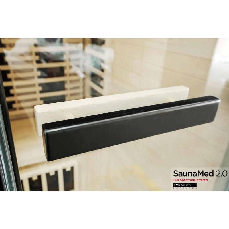 SaunaMed 3 Person Hybrid Ready Full Spectrum Infrared Black Edition Domestic Outdoor Sauna - EMR Neutral - 13A Plug & Play