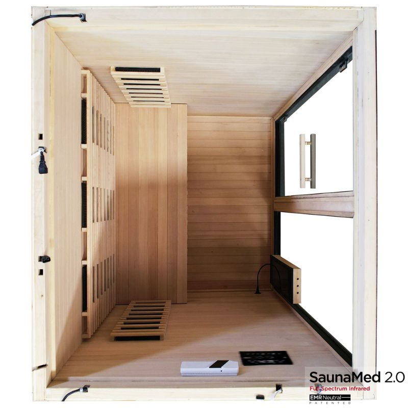 SaunaMed 3 Person Hybrid Ready Full Spectrum Infrared Black Edition Domestic Outdoor Sauna - EMR Neutral - 13A Plug & Play