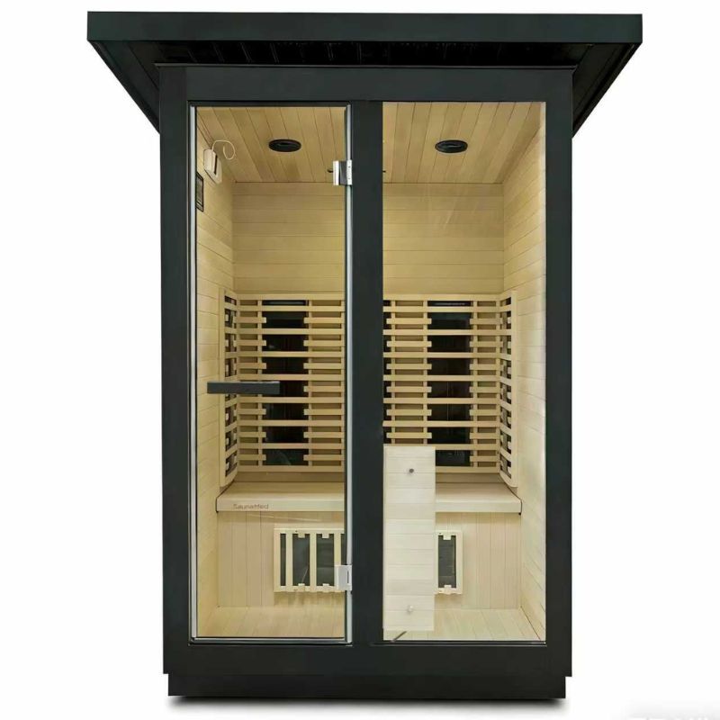 SaunaMed 3 Person Hybrid Ready Full Spectrum Infrared Black Edition Domestic Outdoor Sauna - EMR Neutral - 13A Plug & Play