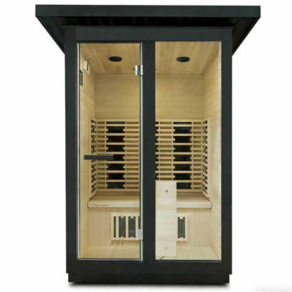 SaunaMed 3 Person Hybrid Ready Full Spectrum Infrared Black Edition Domestic Outdoor Sauna - EMR Neutral - 13A Plug & Play