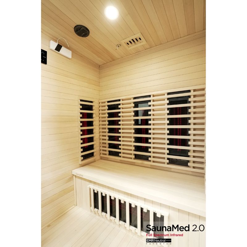 SaunaMed 3 Person Hybrid Ready Full Spectrum Infrared Black Edition Domestic Outdoor Sauna - EMR Neutral - 13A Plug & Play