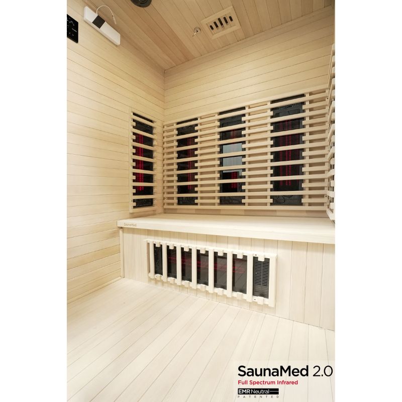 SaunaMed 3 Person Hybrid Ready Full Spectrum Infrared Black Edition Domestic Outdoor Sauna - EMR Neutral - 13A Plug & Play