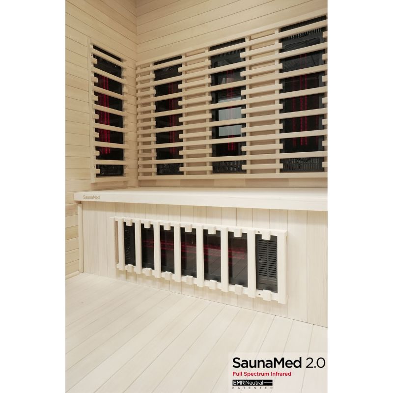 SaunaMed 3 Person Hybrid Ready Full Spectrum Infrared Black Edition Domestic Outdoor Sauna - EMR Neutral - 13A Plug & Play