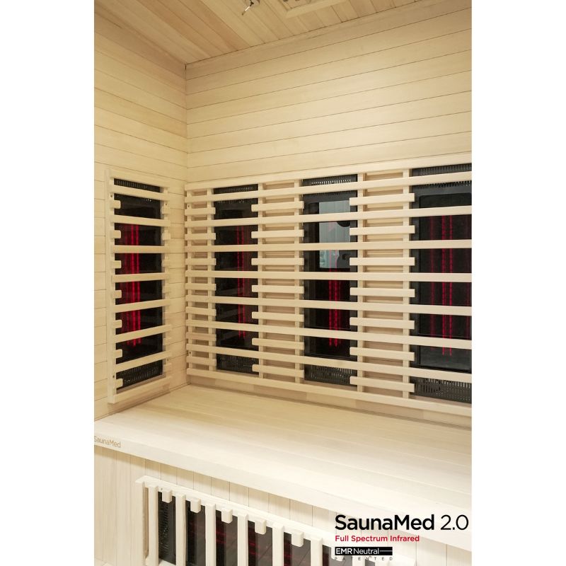 SaunaMed 3 Person Hybrid Ready Full Spectrum Infrared Black Edition Domestic Outdoor Sauna - EMR Neutral - 13A Plug & Play