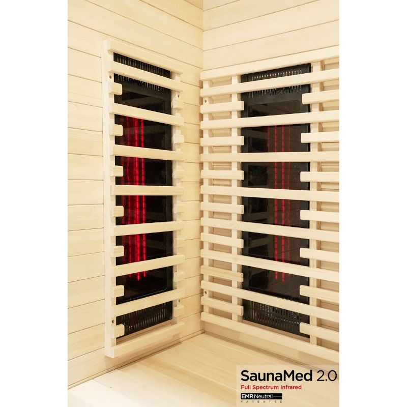 SaunaMed 3 Person Hybrid Ready Full Spectrum Infrared Black Edition Domestic Outdoor Sauna - EMR Neutral - 13A Plug & Play