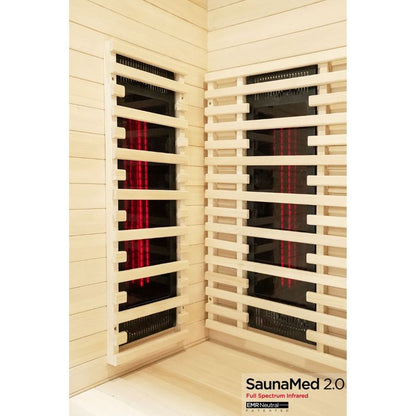 SaunaMed 3 Person Hybrid Ready Full Spectrum Infrared Black Edition Domestic Outdoor Sauna - EMR Neutral - 13A Plug & Play