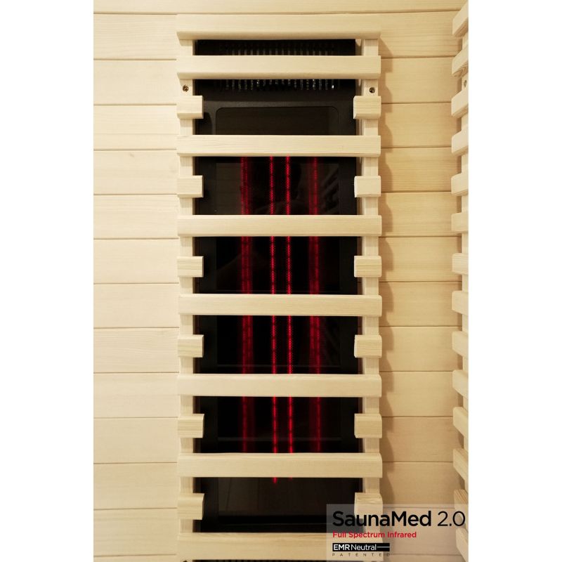 SaunaMed 3 Person Hybrid Ready Full Spectrum Infrared Black Edition Domestic Outdoor Sauna - EMR Neutral - 13A Plug & Play