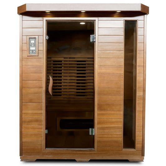 SaunaMed 3 Person Luxury Cedar FAR Infrared Domestic Indoor Sauna - EMR Neutral - 13A Plug & Play