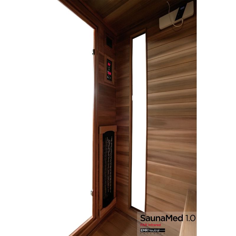 SaunaMed 3 Person Luxury Cedar FAR Infrared Domestic Indoor Sauna - EMR Neutral - 13A Plug & Play