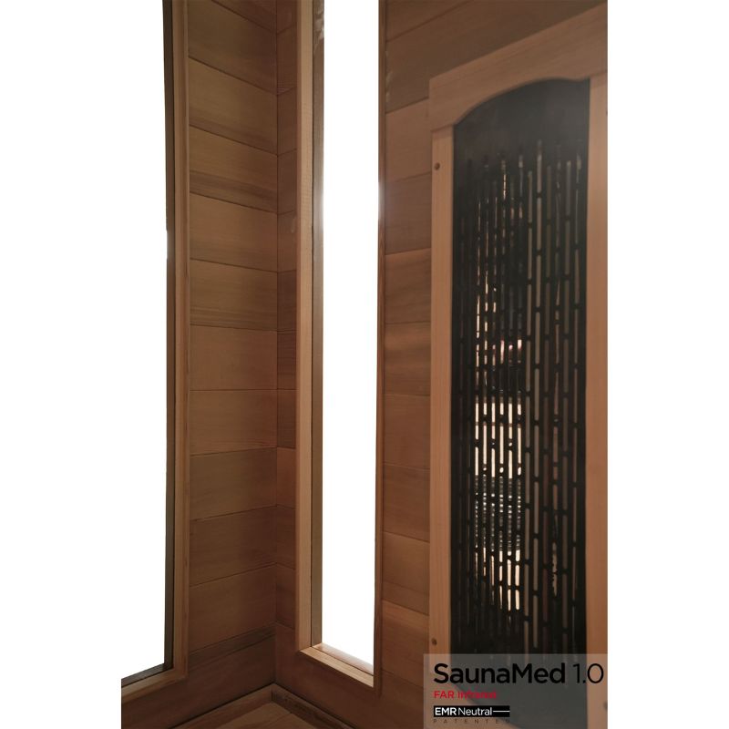 SaunaMed 3 Person Luxury Cedar FAR Infrared Domestic Indoor Sauna - EMR Neutral - 13A Plug & Play