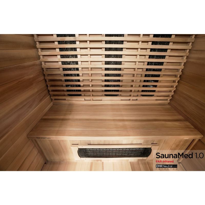 SaunaMed 3 Person Luxury Cedar FAR Infrared Domestic Indoor Sauna - EMR Neutral - 13A Plug & Play