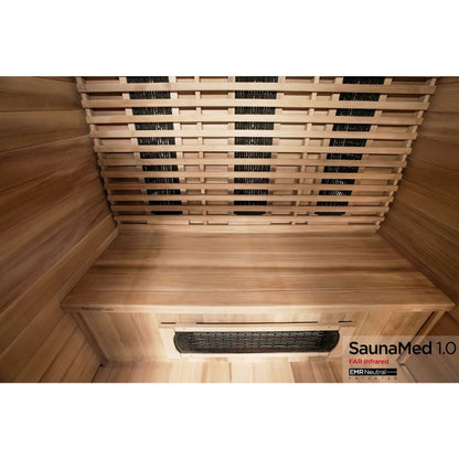 SaunaMed 3 Person Luxury Cedar FAR Infrared Domestic Indoor Sauna - EMR Neutral - 13A Plug & Play