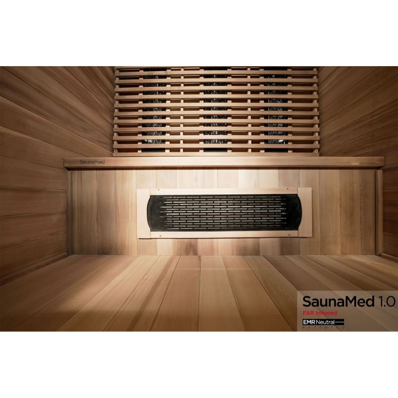 SaunaMed 3 Person Luxury Cedar FAR Infrared Domestic Indoor Sauna - EMR Neutral - 13A Plug & Play