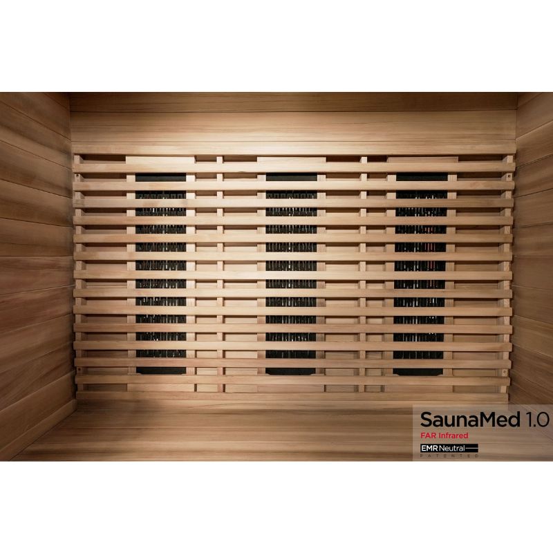 SaunaMed 3 Person Luxury Cedar FAR Infrared Domestic Indoor Sauna - EMR Neutral - 13A Plug & Play
