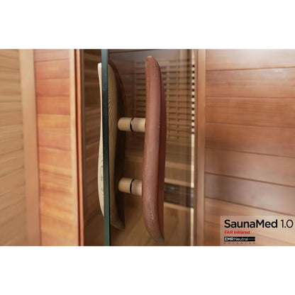 SaunaMed 3 Person Luxury Cedar FAR Infrared Domestic Indoor Sauna - EMR Neutral - 13A Plug & Play