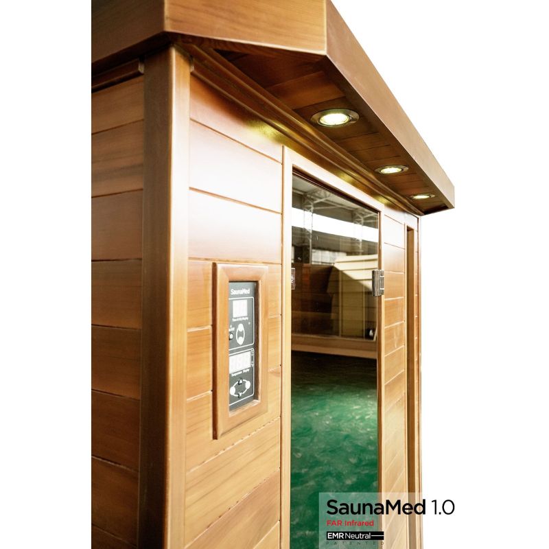 SaunaMed 3 Person Luxury Cedar FAR Infrared Domestic Indoor Sauna - EMR Neutral - 13A Plug & Play