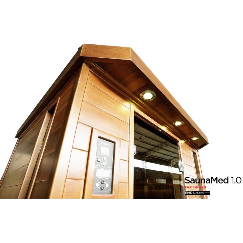 SaunaMed 3 Person Luxury Cedar FAR Infrared Domestic Indoor Sauna - EMR Neutral - 13A Plug & Play