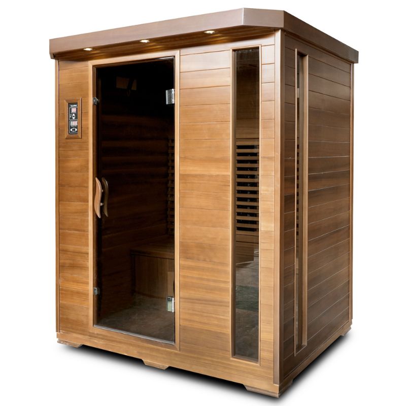 SaunaMed 3 Person Luxury Cedar FAR Infrared Domestic Indoor Sauna - EMR Neutral - 13A Plug & Play