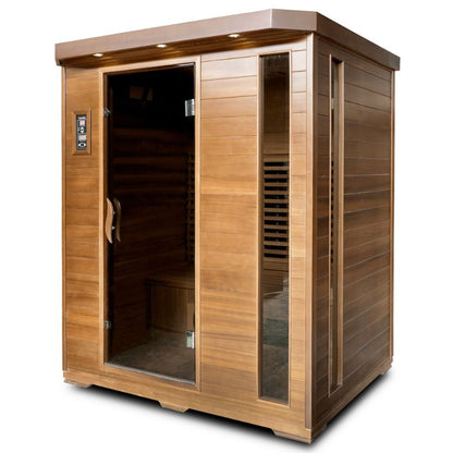SaunaMed 3 Person Luxury Cedar FAR Infrared Domestic Indoor Sauna - EMR Neutral - 13A Plug & Play