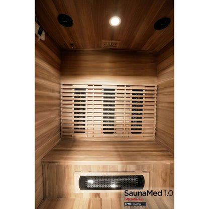 SaunaMed 3 Person Luxury Cedar FAR Infrared Domestic Indoor Sauna - EMR Neutral - 13A Plug & Play