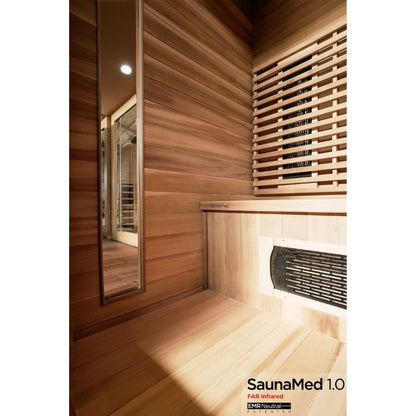 SaunaMed 3 Person Luxury Cedar FAR Infrared Domestic Indoor Sauna - EMR Neutral - 13A Plug & Play