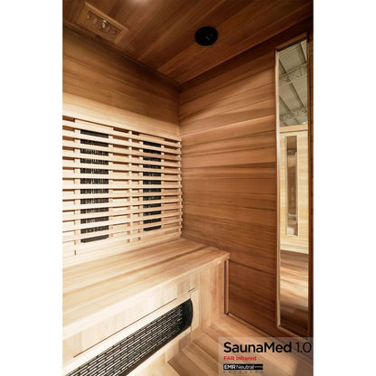 SaunaMed 3 Person Luxury Cedar FAR Infrared Domestic Indoor Sauna - EMR Neutral - 13A Plug & Play