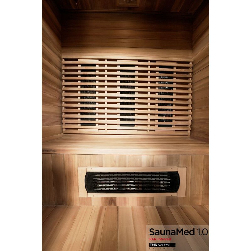 SaunaMed 3 Person Luxury Cedar FAR Infrared Domestic Indoor Sauna - EMR Neutral - 13A Plug & Play