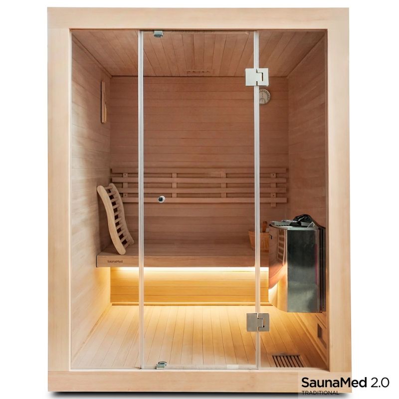 SaunaMed 3 Person Traditional Hemlock Domestic Indoor Sauna