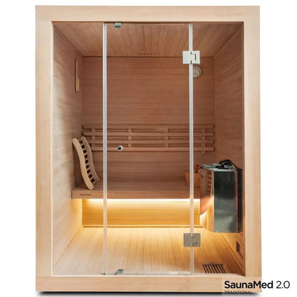 SaunaMed 3 Person Traditional Hemlock Domestic Indoor Sauna